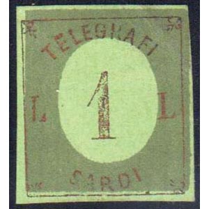 1858 - 1 lira saggio di francobollo per ... 