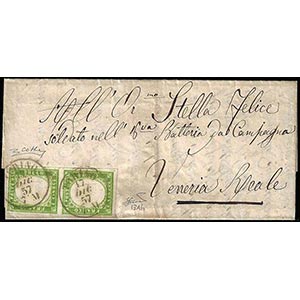 1857 - 5 cent. verde giallo, stampa ... 