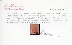 1877 - 20 cent. ocra arancio (28), ... 