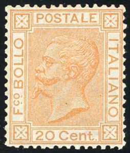 1877 - 20 cent. ocra arancio (28), ... 