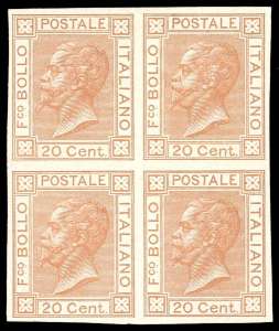 1877 - 20 cent. arancio, prova darchivio, ... 