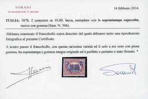 1878 - 2 cent. su 10 lire Servizio ... 