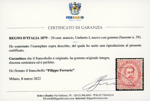 1879 - 20 cent. Umberto I (39), ... 