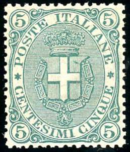 1891 - 5 cent. Stemma (59), centratura ... 