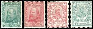 1910 - Garibaldi (87/90), gomma originale ... 