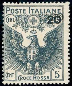 1916 - 20 cent. su 15 + 5 cent. Croce Rossa, ... 