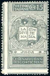 1921 - 15 cent. grigio Dante, non emesso ... 