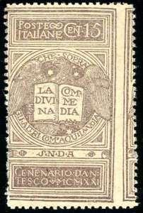1921 - 15 cent. grigio violetto Dante, non ... 