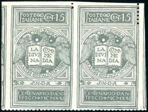 1921 - 15 cent. grigio Dante, non emesso, ... 