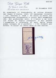 1921 - 25 cent. violetto Vittoria, ... 