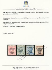 1922 - Congresso Filatelico, serie ... 