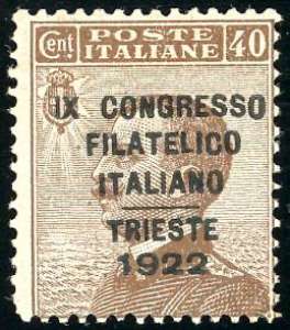 1922 - 40 cent. soprastampato Congresso ... 