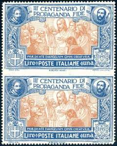 1923 - 1 lira Propaganda Fide, coppia ... 