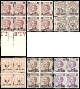 1923/27 - Soprastampati (135/140), blocchi ... 