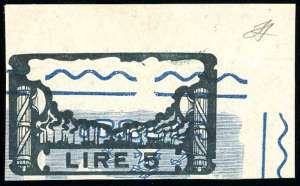 1923 - 5 lire Marcia su Roma, non dentellato ... 