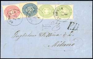 1866 - 3 soldi verde, coppia, 5 ... 