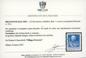 1926 - 1,25 lire Giubileo, dent. ... 