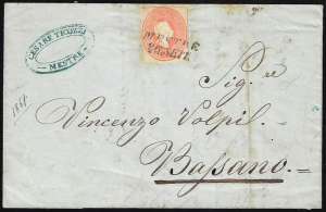 1861 - 5 soldi rosso, ritaglio di busta ... 