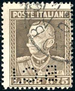 1929 - 1,75 lire bruno, dent. 13 3/4 (242), ... 