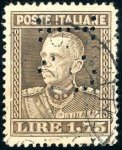 1929 - 1,75 lire bruno, dent. 13 3/4 (242), ... 