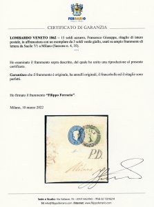 1862 - 15 soldi azzurro Francesco ... 