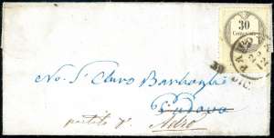 1854 - 30 cent. marca da bollo tipografica ... 