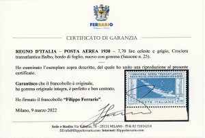 1930 - 7,70 lire Crociera Balbo ... 