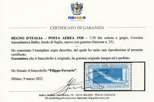 1930 - 7,70 lire Crociera Balbo ... 