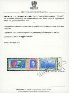 1933 - 5,25 + 44,75 lire Trittico ... 