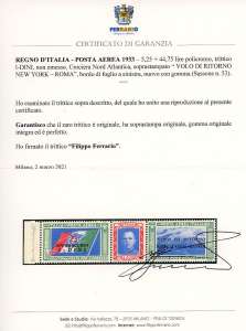 1933 - 5,25 + 44,75 lire, Trittico ... 