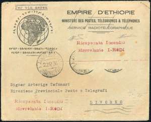 1936 - Aerogramma proveniente da Addis ... 