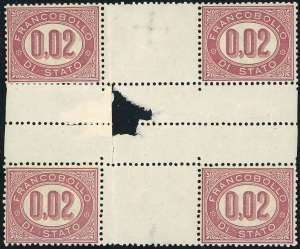 1875 - 0,02 lire Servizio (1), blocco di ... 
