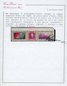 1933 - 5,25 + 44,75 lire trittico ... 