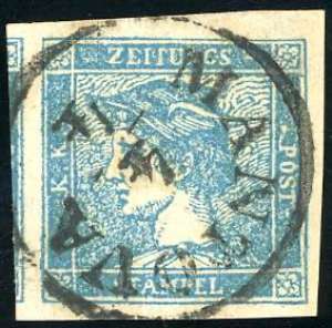 1855 - 3 cent. Mercurio azzurro, III tipo ... 