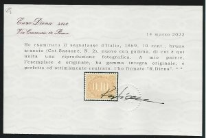 1869 - 10 cent. bruno arancio (2), ... 