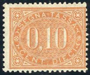 1869 - 10 cent bruno arancio (2), discreta ... 