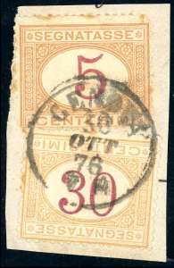 1870 - 30 cent. ocra e carminio, cifre ... 