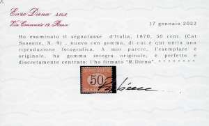 1870 - 50 cent. ocra e carminio ... 