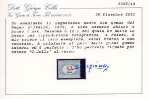 1870 - 2 lire azzurro chiaro e ... 