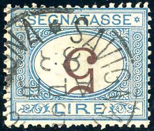 1874 - 5 lire azzurro e bruno, cifra ... 