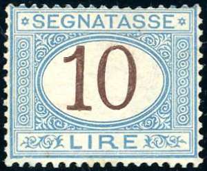 1874 - 10 lire azzurro e bruno (14), nuovo, ... 