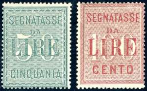 1884 - 50 e 100 lire (15/16), gomma ... 