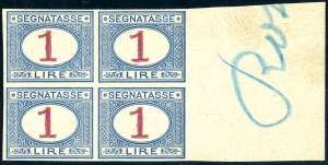 1890 - 1 lira azzurro e carminio (27), prova ... 