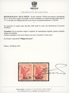 1922 - 10 cent. carminio Vittoria, ... 