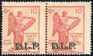 1922 - 10 cent. carminio Vittoria, coppia ... 