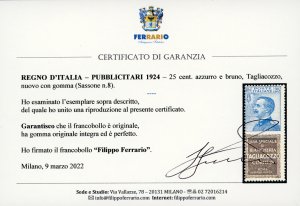 1924 - 25 cent. Tagliacozzo (8), ... 