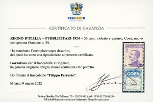 1924 - 50 cent. Coen (10), nuovo, ... 