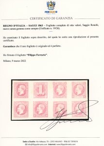 1863 - Saggi Ronchi, foglietto ... 