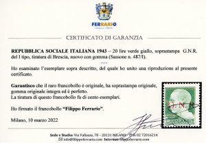 1943 - 20 lire soprastampato ... 