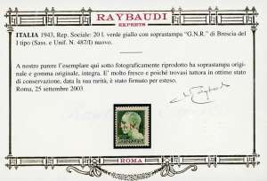 1943 - 20 lire soprastampato ... 